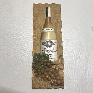 3D Wall Art Plaque by C.Winterle Olson Wine Bottle & Grapes 9” by 3”